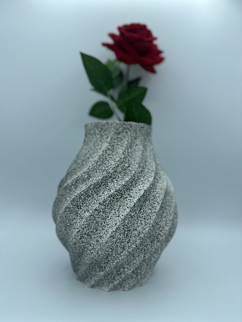 Vase Tina Stone-Optik dunkel - PADRU - Pail Druck 3D-Druck Manufaktur, ein Marke von Das Teamwork CoPa e.U. Design Mike P.