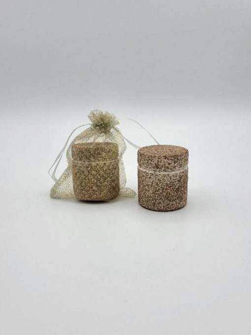 Dose glatt im Geschenkesäckchen, 3D-PLA, Stone-Optik Sand, Gr. 5x5,5cm, PADRU-by Das Teamwork
