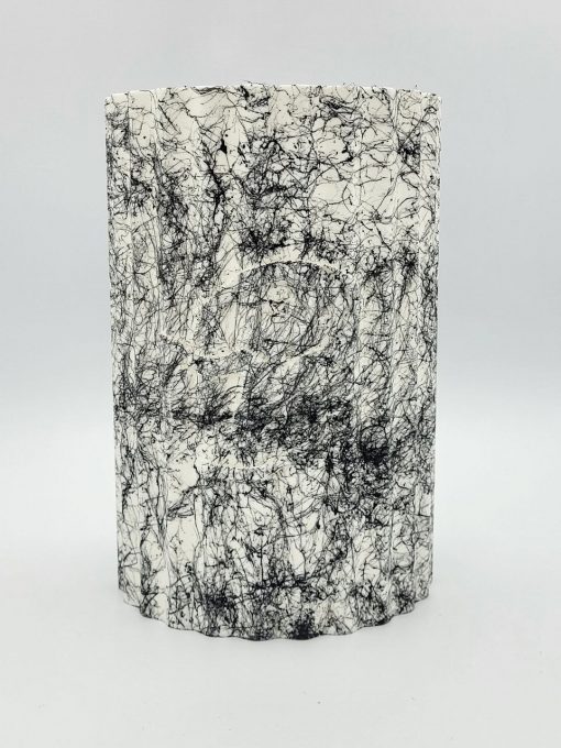 Vase, Flaschenkühler, Sektkübel mit Logo Micro Micro, Marmor-Optik weiß-schwarz, Maße 16x16x24cm, Gewicht 525g, 1St - PADRU