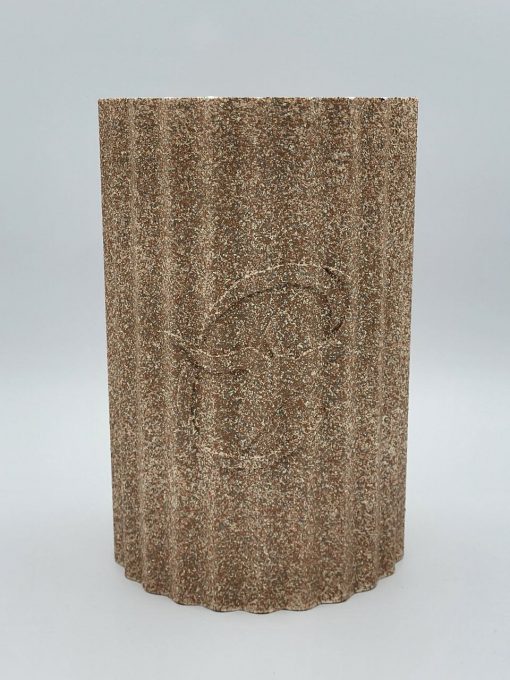 Vase, Flaschenkühler, Sektkübel mit Logo Micro Micro, Stone-Optik Sand, Maße 16x16x24cm, Gewicht 525g, 1St - PADRU
